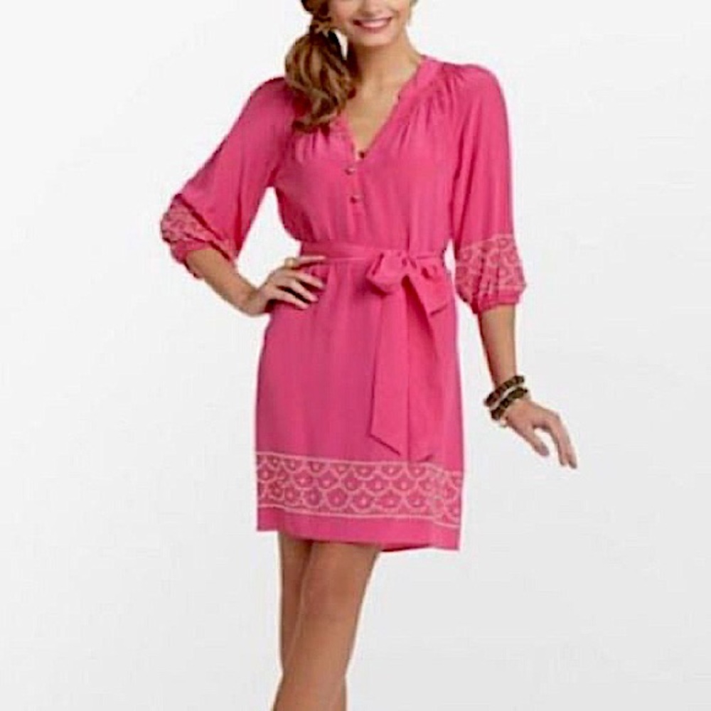 RARE‼️ LILLY PULITZER | Med | • SILK• DRESS with BELT